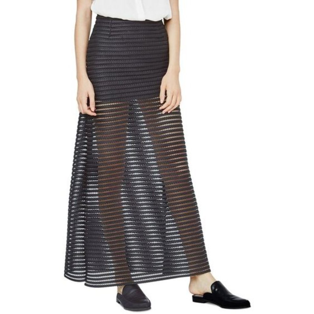 MAJE Jeunesse Mesh Striped Maxi Skirt
